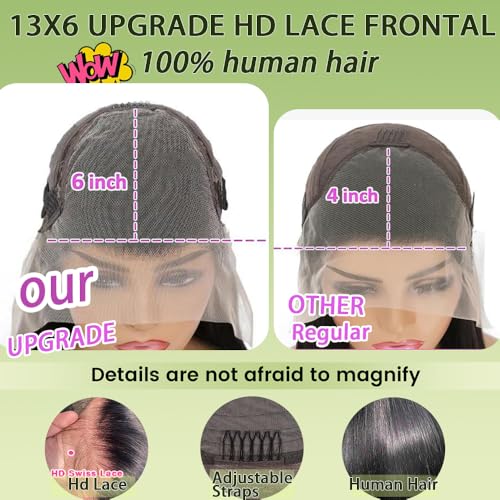 34 Inch 13x6 Lace Front Wigs Human Hair Pre Plucked 180 Density Straight HD Lace Front Wigs Human Hair 13x6 Lace Frontal Straight Human Hair Wigs for Women Glueless Wigs Human Hair