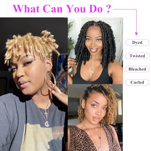 0.6 cm Width 8 Inch 30 Strands Human Hair Loc Extensions, Natural Black 100% Full Handmade Permanent Real Human Hair Dreadlock Extensions for Women/Men/Kids Can Be Dyed Bleached Curled Twisted