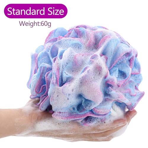 BTYMS Bath Sponges 60g/pc Shower Loofahs Mesh Pouf Shower Pouf Bath Scrunchies Shower Puffs for Body - Pack of 4