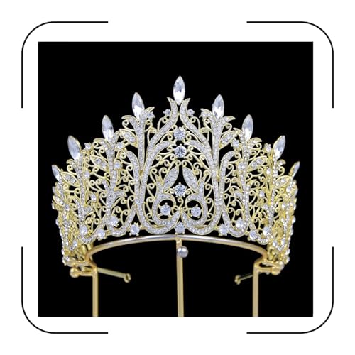 QXMYOO Extra Large Tiaras Tall Pageant Crowns for Women Clear Austrian Crystal Tiara Silver Homecoming Queen Crown Big Rhinestone Headpiece for Birthday Prom Quinceanera Wedding