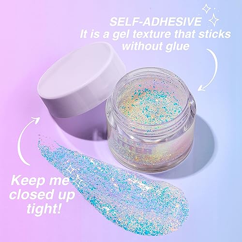 BestLand Holographic Body Glitter Gel for Women and Kids ? Sparkle Glitter Makeup for Face, Body & Hair ? Long Lasting Shimmer Gel for Festival, Rave, Halloween, Party, Mermaid Look (02 Stardust Pink)