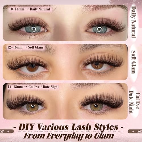 Dark Brown Lash Clusters 80D Fluffy Wispy Volume Cluster Eyelash Extensions D Curl 10?18mm Individual Cluster Lashes 240PCS Brown Eyelash Clusters DIY Lash Extension for Natural Glam Look by Yawamica