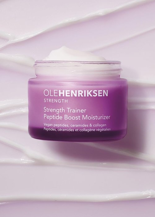 Ole Henriksen Strenth Trainer Peptide Boost Facial Moisturizer with ceramides and collagen Full Size UNBOXED 1.7 fluid ounces 50 milliliter Jar