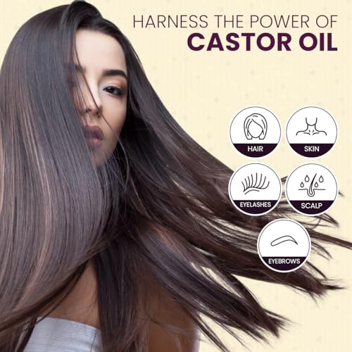 Viva Doria Organic Castor Oil, 4 Fl Oz | Virgin, Cold Pressed, Hexane-Free, Vegan | Nourishing Hair & Skin Care | Eyelash & Brow Serum | Glass Bottle with Dropper Top