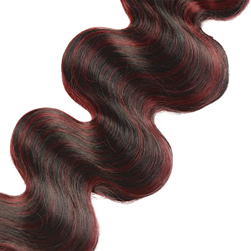 20 22 24 Inch Ombre Burgundy Bundles P1B99J Body Wave 3 Bundles Two Tone Black Mixed With Wine Red Bundle 8A Brazilian Virgin Hair Extensions 99J Color
