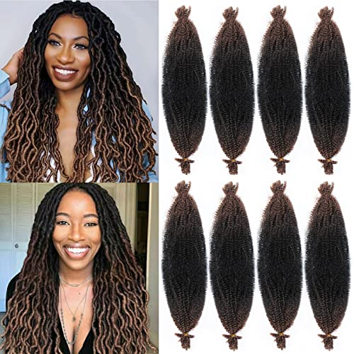 8 Packs Marley Twist Braiding Hair Pre-Stretched Springy Afro Twist Hair 24 Inch for Soft Locs Crochet Hair Synthetic Protective Spring Twist Hair Extensions For Black Women.(24inch, 1B/4/30)