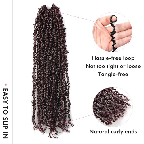 Toyotress Yanky Twist Crochet Hair - 8 Inch 8 Packs (30 Strands/Pcs) Fluffy Spring Mini Twist Passion Twist, Wine Red Pre-Looped Crochet Braids Braiding Hair (8 Inch, 99J-8P)