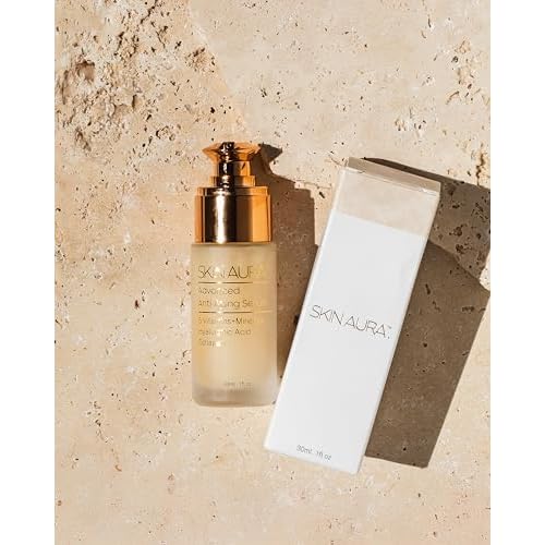 SKIN AURA¢â Advanced Anti-Aging Serum | All-In-One Sensitive Formula for Wrinkles, Fine Lines & Age Spots | Plant Derivative with Hyaluronic Acid, Collagen Peptides, 5 Vitamins + Minerals - 30ml (1oz)