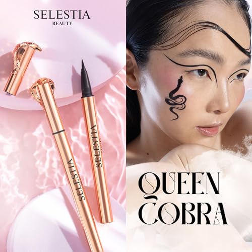 Black Liquid Eyeliner Pencil Queen Cobra ? Long-Lasting ? Quick-Drying, No Flaking ? Thin Applicator & Intense Color ? 0.016 fl.oz