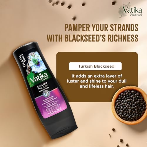 Vatika Naturals Blackseed Shampoo & Conditioner Combo, 400ml, Repairs Damaged Hair, Controls Frizz, Prevents Dryness, Strengthens Roots, Adds Shine, Nourishing Turkish Blackseed Hair Care