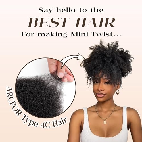 Afro Kinkys Bulk Human Hair, 16 Inch 50G/Pack Soft 4C Afro Kinky-Curly Human Hair Bulk for Twist Dreadlocks Extensions Repair Locs Natural Black 1 Pack (1B, 16 inch)
