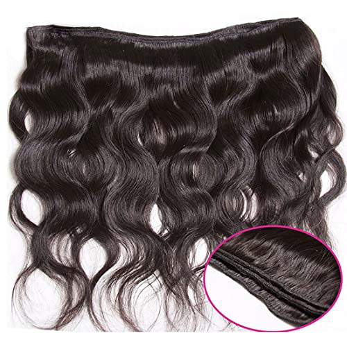 Nadula Hair 12A Brazilian Body Wave Virgin Human Hair 3 Bundles 14 16 18, 100% Unprocessed Brazilian Wavy Human Hair Weave Extensions for Black Women Natural Color