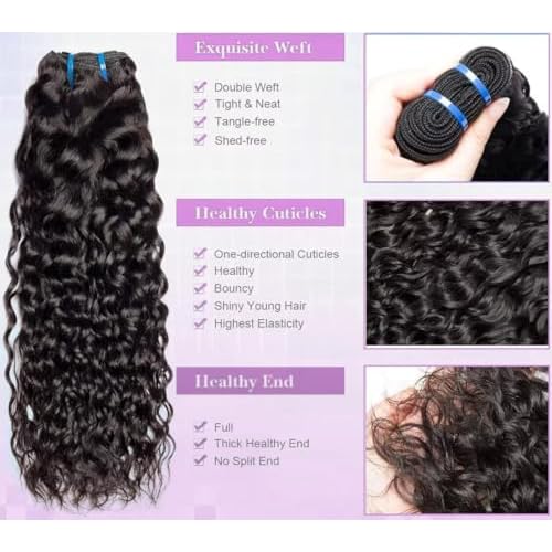 Human Hair Bundles Water Wave Bundles 12A Brazilian Weave Human Hair Bunldes Wet And Wavy Bundles Human Hair 100% Unprocessed Virgin 3 Bundls Human Hair 16 18 20