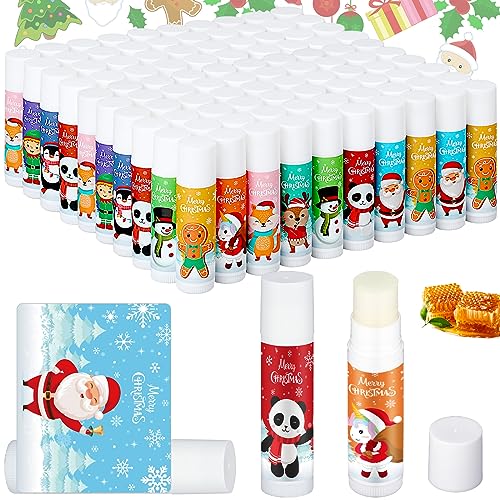 Dunzy 100 Pack Hello Fall Thanksgiving Party Gifts Bulk Lip Balms Favors Employee Appreciation Gifts Thank You Gifts Team Inspirational Gifts for Women Men Coworkers Satff Teachers(Santa)