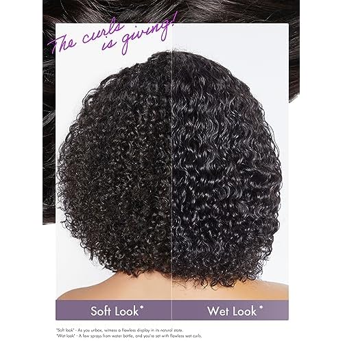LUVME HAIR 10'' Glueless HD Curly Wig Human Hair Pre Cut Lace Wig, Real HD Lace Short Curly Bob Wigs 180 Density Human Hair Pre Plucked Bleached Knots Pre Cut