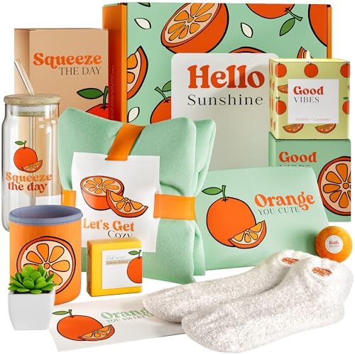 Self Care Package for Women ? Thinking of You Self Care Kit, Orange Birthday Box for Her, Get Well Soon Basket, Spa Treat for Women, After Surgery Care Package, Thoughtful Gift Idea