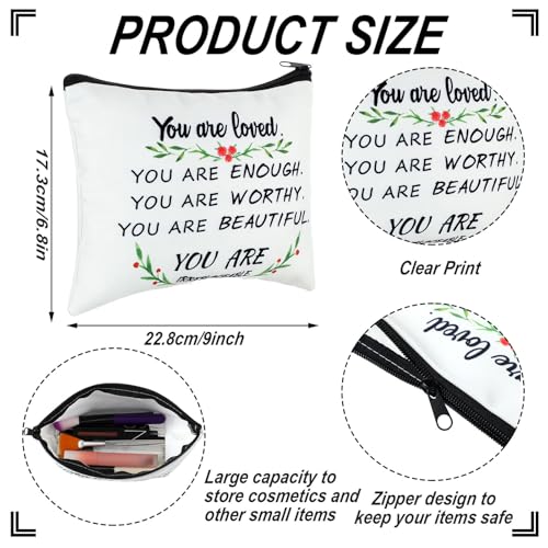 Pinkunn 10 Pcs Inspirational Cosmetic Bag for Girls CNA Week Gifts Bulk You Are Loved You Are Enough Case Cosmetic Bag Positive Toiletry Bag Gift for Women Sister(You Are Loved)