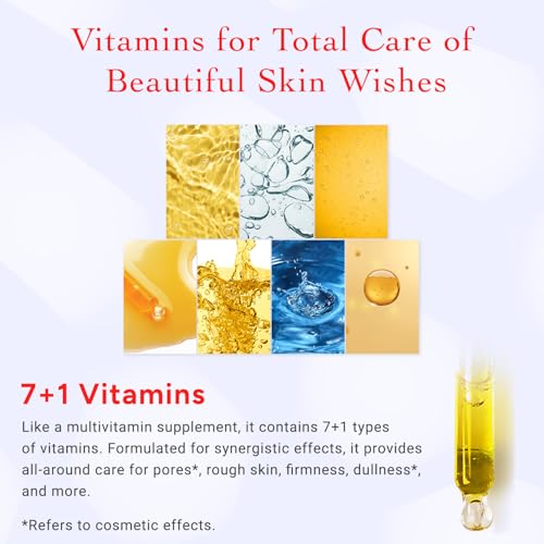 Lululun 7 Sheet Vitamin C Face Masks Skincare for Women & Men, Daily Face Mask Sheet for Pore Firming & Dull Skin, Facial Mask Sheet with 7 Herbs, Japanese Face Masks with 7+1 Vitamns Complex, HYDRA V