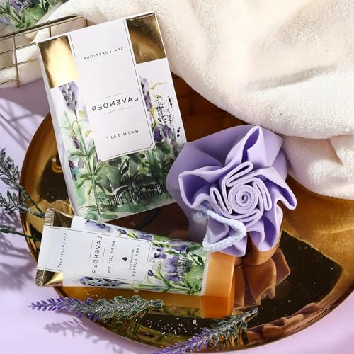 Spa Luxetique Bath Gift Sets for Women Lavender Body Care Baskets - 10 Pcs Relaxing Holiday Birthday Mothers Day Gifts for Her
