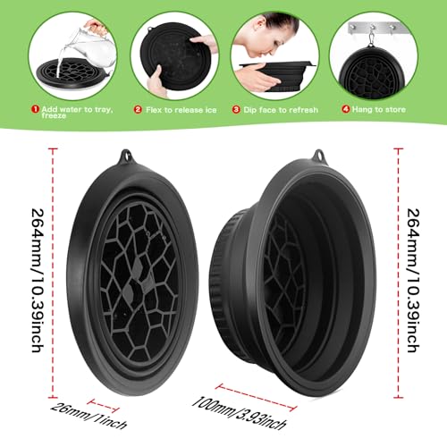 Foldable Ice Bowl with Built-In Ice Tray ? Silicone Facial Ice Bath for Shrinking Pores, Boosting Circulation, Cold Plunge Skincare Gift for Men & Women (Black)