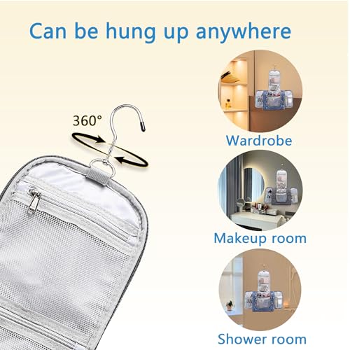 Hanging Toiletry Bag for Women, Travel Makeup with Metal Swivel Hook, Organizer for Full Sized Cosmetics and Toiletries,Water-Resistant Nylon,Paisley Floral