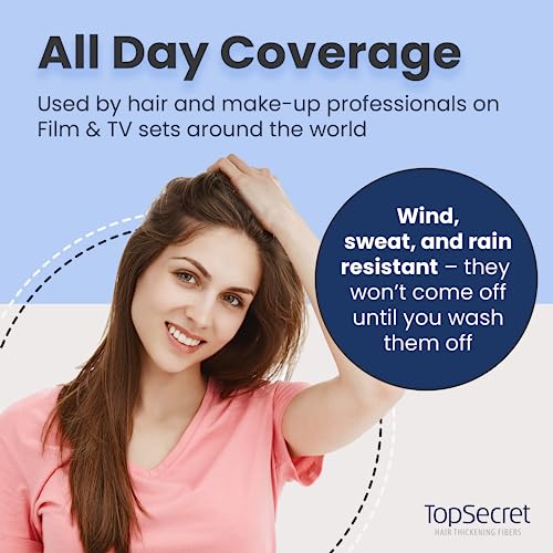 Top Secret Hair Thickening Building Fibers Applicator Included - Undetectable & Natural Hair Filler for Men & Women - Instantly Fill In Thinning Hair - Weather & Sweat Resistant (Medium Brown, Large)