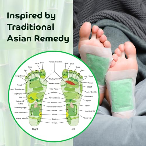 Bandoo Original Deep Cleansing Foot Pads, Premium Natural Bamboo Foot Rana Japanese Pads, Cleanse, Moisturize & Energize for Men & Women, 10