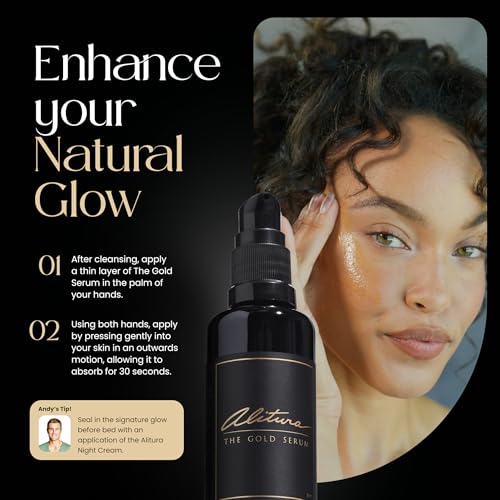 Alitura Anti-Aging Peptide & Collagen Gold Serum for Face ? with Vitamin A, CoQ10 & Astaxanthin ? Korean-Inspired Hydrating Serum for Wrinkles, Radiance & Firmness ? 50ml