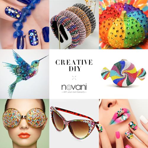 Novani 3000 Pieces Flatback Rhinestones Glass Round Gems Blue Opal Crystals for Nail Art DIY Crafts Clothes Shoes,SS20,4.6-4.8mm