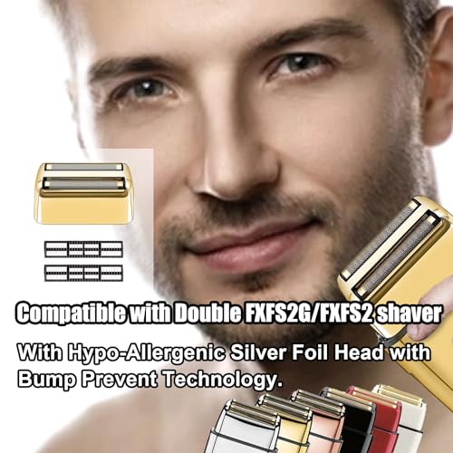 4 Pack Shaver Replacement Foil and Cutters compatible with BaBylissPRO Double FXFS2 Metal shaver foil replacement (Golden-4PCS)