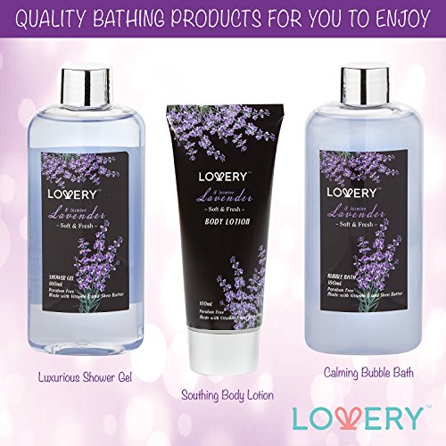 Gifts for Her, Spa Gift Basket, Luxury 9pc Bath & Body Set For Women & Men, Lavender & Jasmine Scent With Shower Gel, Bubble Bath, Lotion, Bath Salt, Body Scrub, Massage Oil, Loofah & Basket