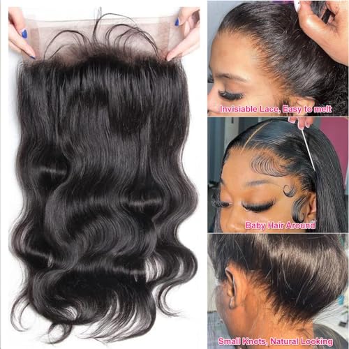 360 Lace Front Wigs Human Hair Pre Plucked Transparent Lace Frontal Wigs for Black Women 360 Hd Full Lace Human Hair Wigs 150% Density Natural Black 12 Inch
