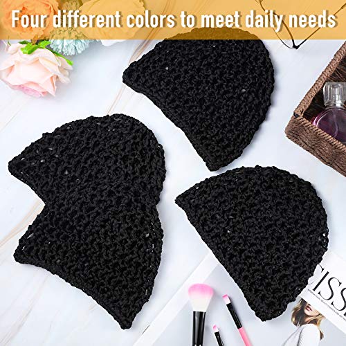 Geyoga 2 Pieces Mesh Crochet Hair Net Rayon Knit Snood Cap Cover Crocheted Shower Caps Sleep Hat for Women(Black)