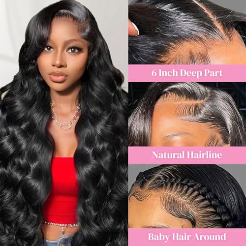 30 Inch 13x6 Lace Front Wigs Human Hair 200% Density Body Wave Human Hair Wig Hd Transparent Lace Frontal Glueless Wigs For Women