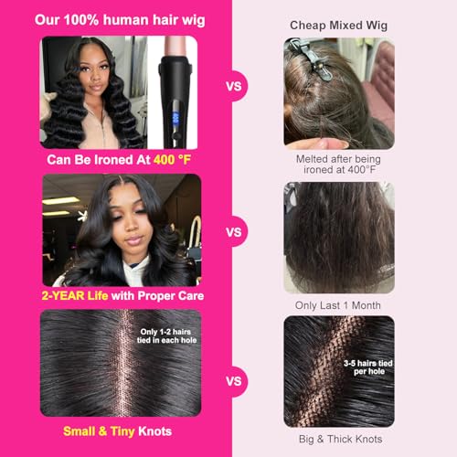 200% Density 13x6 Body Wave Wig, 100% Human Hair, [2-year life], 30 Inch Skinlike HD Lace Front Wigs Human Hair Pre Plucked for Women with Baby Hair, Free Part