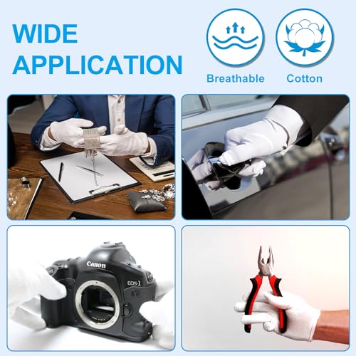 TsMADDTs Cotton Gloves, 5 Pairs White Cotton Moisturizing Gloves Overnight for Dry Hands Sleeping for Women and Men