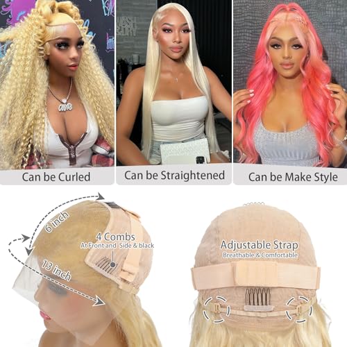 32 Inch 613 13x6 Lace Front Wig Human Hair 200 Density Blonde 13x6 HD Lace Front Wigs Human Hair Pre Plucked 613 Body Wave Blonde Wig Human Hair Lace Frontal Wigs