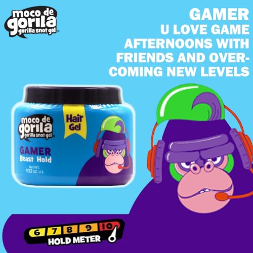 Moco de Gorila Gamer, Hair Styling Gel, Gives your Hairstyle a Long-Lasting Effect, Reactivate with Water, High Fixation, 3-Pack of 9.52 Oz Each, 3 Jars