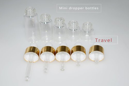 Hustar Small Dropper Bottle, 1ml+2ml+3ml+4ml+5ml 10Pcs Mini Glass Sample Dropper Bottles for Travel Liquids tiny