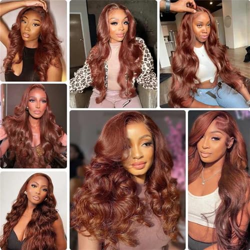 28 30 32 Inch AuokMar Copper Body Wave Bundles Color 33 Bundles Human Hair Unprocessed Virgin Reddish Brown Body Wave Bundle Hair Extensions