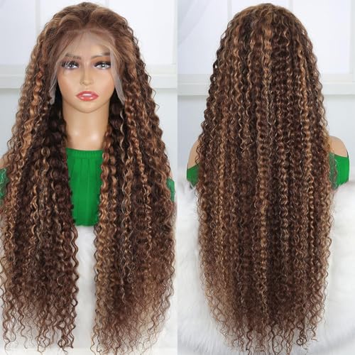 30inch Honey Blonde Wig Human Hair Deep Wave Lace Front Wigs Human Hair 13x6 highlight ombre 4/27 Hd Lace Frontal Wigs Wet And Wavy Glueless Wig Pre Plucked For Women