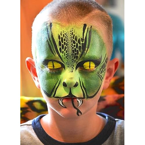 CCbeauty Ogre Green Face Paint Stick,Face Painting Kit,Professional Body Paint,Non Toxic SFX Makeup For Shrek Disgust Goblin Halloween Costume Cosplay,Full Coverage Painting Foundation + Makeup Sponge