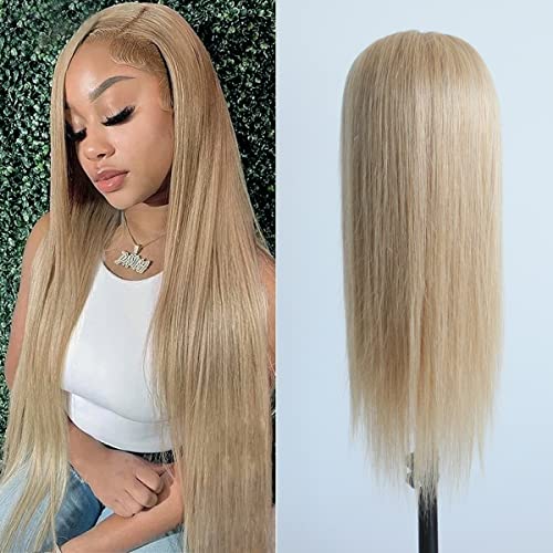 Pre-plucked #27 Honey Blonde 13X4 Lace Front Wigs Straight Glueless 150% Density Brazilian Virgin Human Hair (27 Frontal Wig, 20 INCH)