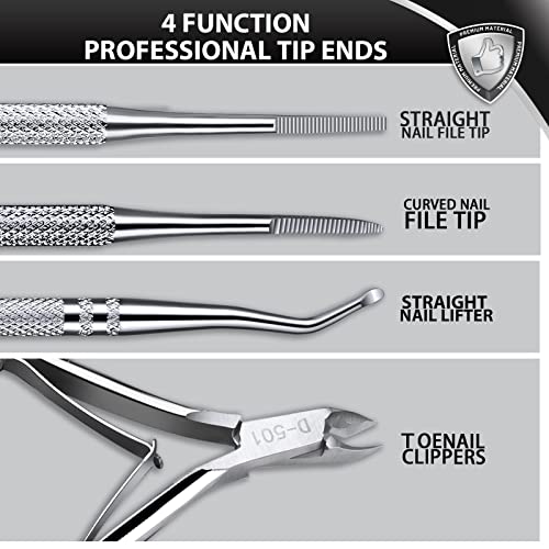 Teenitor Ingrown Toenail Tool, Pedicure Tools for Feet, Stainless Steel Ingrown Toenail Clippers, Ingrown Toenail File and Lifters