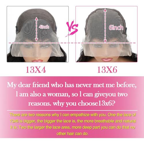 13x6 Lace Front Wigs Human Hair Pre Plucked 200% Density Body Wave HD Lace Front Wigs Human Hair Transparent Frontal Glueless Wigs Virgin Human Hair with Baby Hair for Women 32 Inch Natural Black