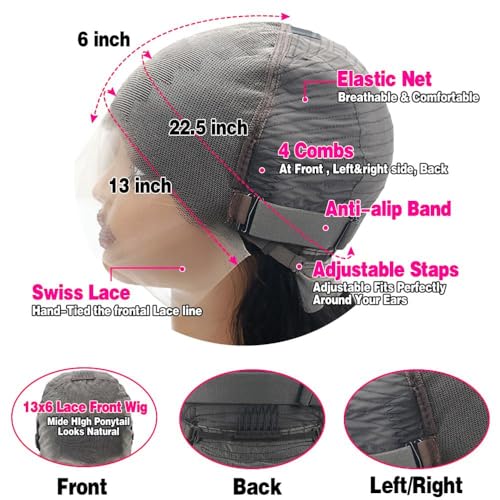 Lzlefho 28 Inch 13x6 Body Wave Lace Front Wigs Human Hair Pre Plucked 250% Density HD Lace Frontal Wig Human Hair For Women Body Wave Glueless Wigs With Baby Hair