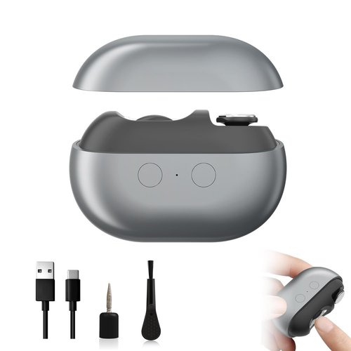 Fanyil Easyclip Smart Nail Clipper - Electric Nail Clippers for Seniors, 3-in-1 Automatic NailClipper with Polishing & LED Light, USB Rechargeable, Small and Portable(Gray)