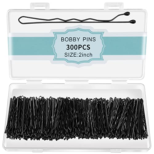 300 Pcs Bobby Pins Black, Hair Pins for Women Girls and Kids, Invisible Wave Hair clips Bulk with Storage box, Pain-Free Hairpins£¨2 Inch Black£©