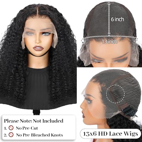 BEAUDIVA Kinkycurly Wig Human Hair 13x6 Lace Front Wigs Human Hair Afro Kinky Curly Wig 20 inch Pre Plucked 180% Density Black Jerry Curly Afro Kinky-Curly Natural Hairline Bouncy Thick Average Size