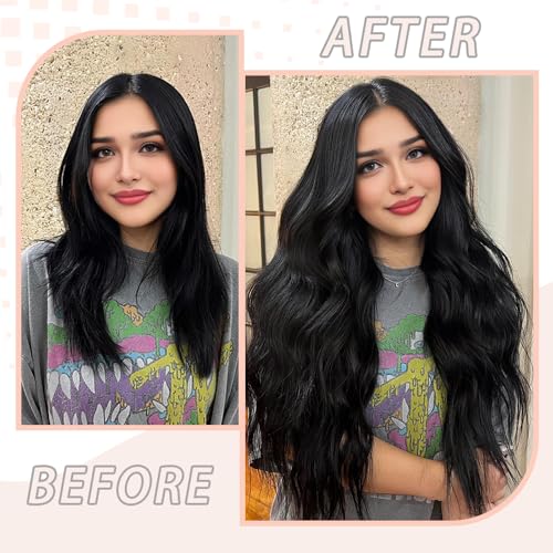 Human Hair Tape in Extensions, Natural Black Hair Extensions Real Human Hair 20 Inch 20pcs Remy Straight Tape ins Invisible Tape in Hair Extensions Human Hair (1B#,20 Inch)